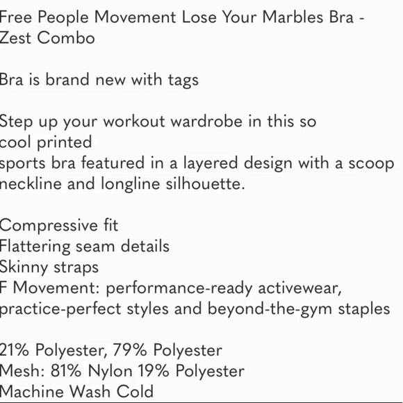Free People Movement Lose your Marbles lemon zest sports bra NWT - Picture 9 of 12